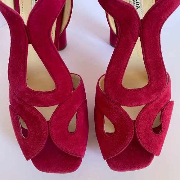 NEW PRADA PEONY SUEDE PLATFORM HIGH HEELS - Picture 5 of 15